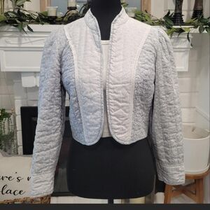 Vintage Jcpenny 1970s Quilted Floral Cottagecore Jacket - Light Blue
